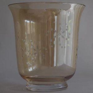 Very Large Glass Vintage PARTYLITE Golden Lustre Hurricane Candle Holder